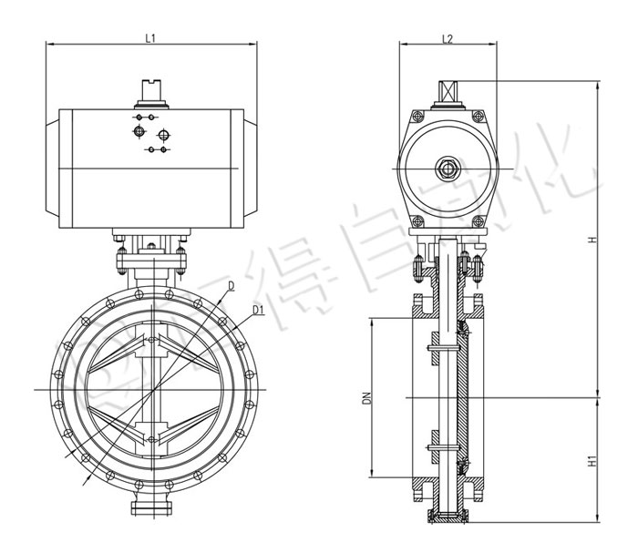 氣動(dòng)法蘭式蝶閥安裝尺寸圖