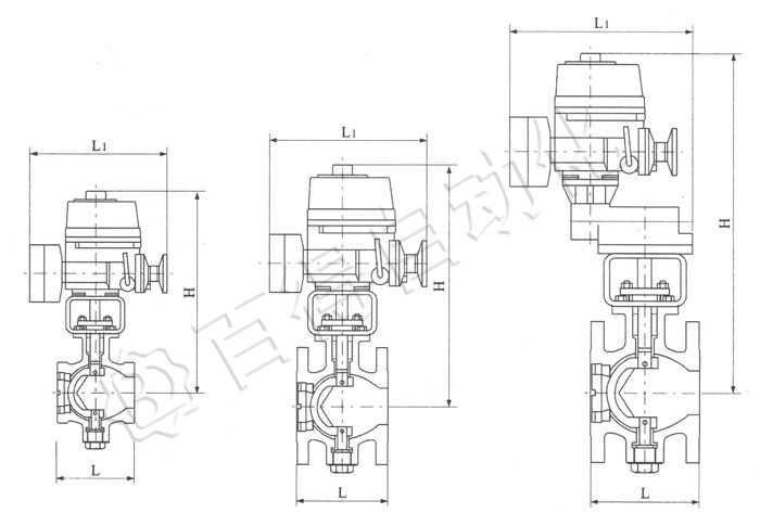 電動V型球閥安裝尺寸圖
